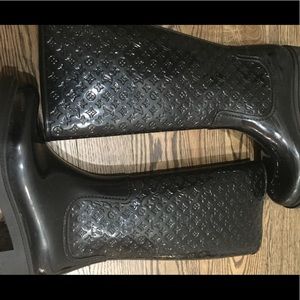 Louis Vuitton Black Monogram Rain boots